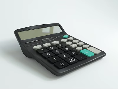 Professional Office Desktop Calculator With Large LCD Display And Green Function Keys 3d model