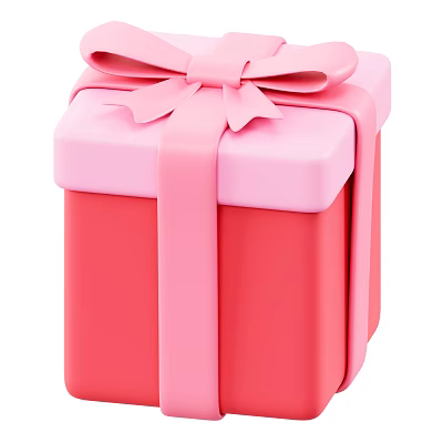 Decorative Ornament Set Featuring Pink Gift Box with Elegant Bow and Ribbon for Home Decor 3d model