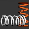 White And Orange Spiral Coil Springs With Industrial Design Features For Machinery Use
