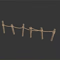 Wooden Fence Construction With Rope Connected Posts And Simple Outdoor Design