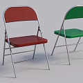 Portable Folding Dining Chairs With Metal Frame And Red Green Seats