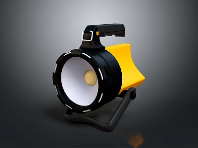 Lighting Combination Featuring Handheld LED Work Light Yellow And Black With Adjustable Stand And Handle 3d model