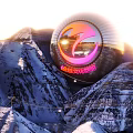 Jincheng Culture Media Logo Against Snowy Mountain Range With Sunset Light Reflection