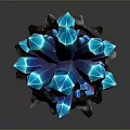 Glowing Blue And Pink Crystal Cluster Fantasy Scene Component With Rock Base