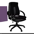 Black Leather Office Chair With Padded Seat Ergonomic Backrest Armrests And Swivel Casters