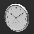 Round Wall Clock with White Dial Black Numbers Hands and Temperature Display in Silver Frame 3d model
