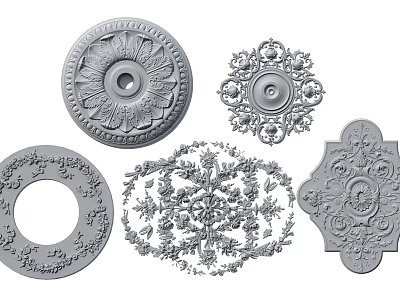 Intricate Decorative Carvings Circular Oval Square Shapes With Ornate Patterns 3d model