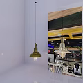 Vintage Brass Pendant Light With Exposed Bulb In Minimalist Interior