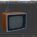 Classic Vintage Orange Retro Television with Antenna in Black Background