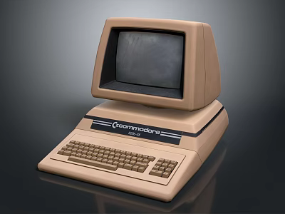 Vintage Commodore PET 2001 Old Computer With Keyboard And Monitor 3d model