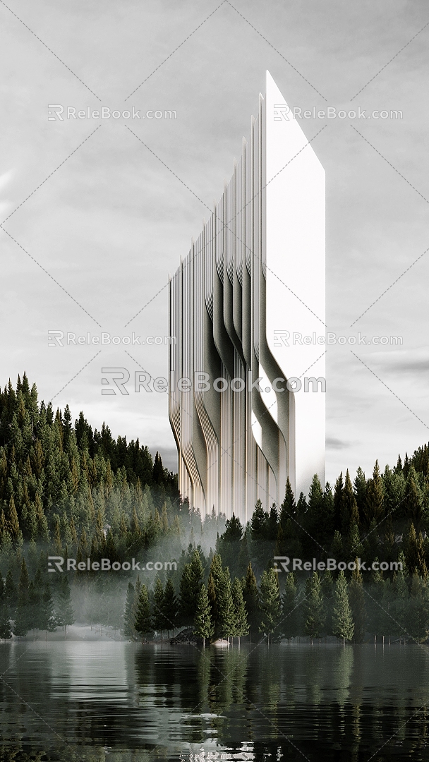 Modern Surreal Forest Hotel Architecture 3d model