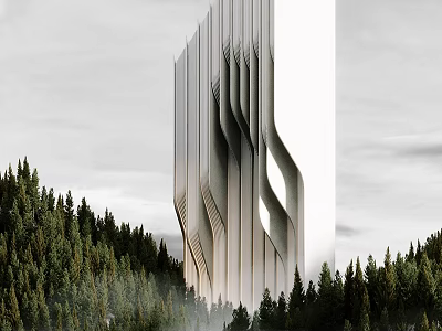 Modern Surreal Forest Hotel Architecture 3d model