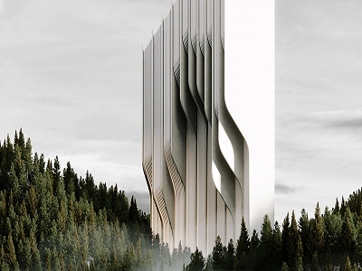 Modern Surreal Forest Hotel Architecture model