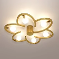 Elegant Golden Floral Shaped Ceiling Light With Multiple Illuminated Bulbs 3d model