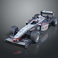 Formula 1 Race Car With Silver Gray Body Kimi Santander Logos And Aerodynamic Design