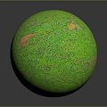 Plant Covered Green Sphere With Natural Texture And Orange Accents