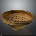 Brown Ceramic Colander With Perforated Design For Kitchen Use 3d model