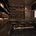 Modern Bar Qingba Bistro Bar Tacker Block Area Bar Counter Cashier Bar Cabinet Card Block Sofa 3d model