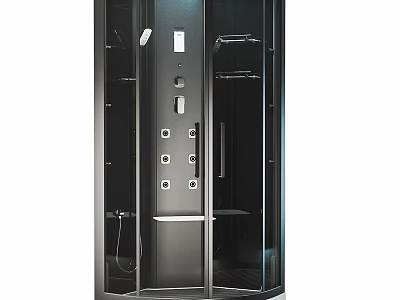 Modern Shower Sauna Enclosure With Glass Door Control Panel And Shelves 3d model