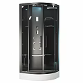 Modern Shower Sauna Enclosure With Glass Door Control Panel And Shelves