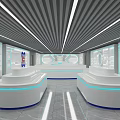 Modern Retail Store Interior Design With White Display Counters And Illuminated Ceiling 3d model