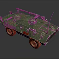 Military Armored Wheeled Tank With Green Camouflage Turret Weapon System And Antenna