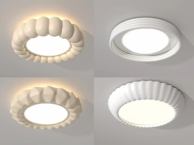 Modern Minimalist White Ceiling Lights With Various Decorative Patterns For Home Interior 3d model