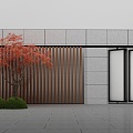 Landscape sketch Zen space community entrance waterscape wall 3d model