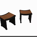 Elegant New Chinese Style Solid Wood Stools With Curved Soft Upholstered Seats For Cozy Homes
