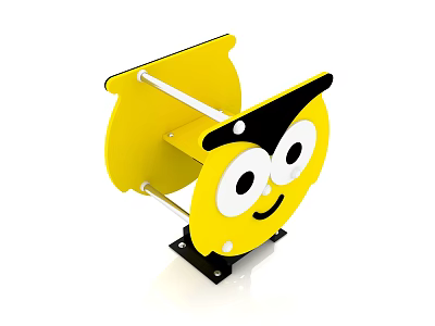 Yellow Playground Equipment with Cartoon Smiling Face and Black Details for Kids Outdoor Play 3d model