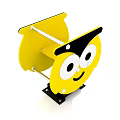 Yellow Playground Equipment with Cartoon Smiling Face and Black Details for Kids Outdoor Play