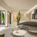 Light luxury hall company reception hall front desk company reception area reception desk leisure sofa 3d model