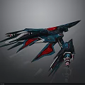 Futuristic Blue And Red Cosmic Spaceship With Sleek Design And Aerodynamic Wings
