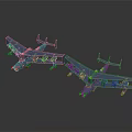 Blue Scale Airplane Model With Two Connected Fuselages And Unique Design