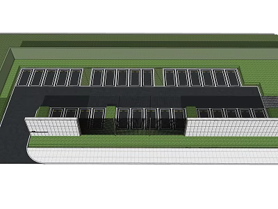 Parking Lot Layout With Multiple Parking Spaces White Walls And Green Area 3d model