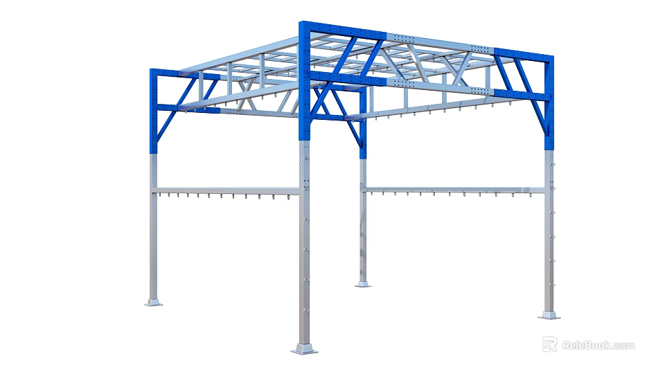 Industrial Equipment Blue And Silver Metal Frame Support Structure For Heavy Duty Use 3d model 
