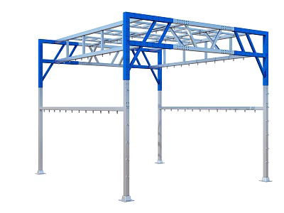 Industrial Equipment Blue And Silver Metal Frame Support Structure For Heavy Duty Use 3d model