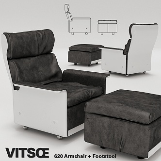 Vitsoe 620 Bauhaus Leather Single Sofa Foot Armchair Leisure Chair 3d model