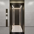 Modern Entrance Hall Interior Design With Dark Walls Vertical Metallic Strips And Ceiling Lights