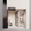 Modern Clothing Storefront with Stone Wall Glass Door and Clothing Signboard Display Mannequin
