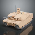 Modern Desert Tan Tank With Turret Gun Barrel And Tracks