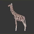Red and White Spotted Giraffe 3D Model with Gray Background and Ground Reflection
