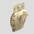 Ivory High Collar Vest With Ornate Patterns And Decorative Button Details