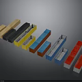 Different Colored Rectangular Building Blocks Arranged In Row On Dark Surface