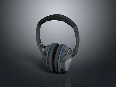 Over Ear Headphones With Black And Blue Design And Comfortable Ear Cushions 3d model