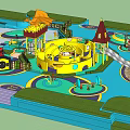 Colorful Children's Play Area Design With Maze Slide Circular Patterns And Various Shaped Sections