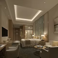 Elegant Hotel Guest Room Interior With Comfortable Bed Sofa And Modern TV Decorative Painting