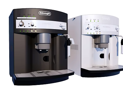 Delonghi Black And White Coffee Machines As Stylish Modern Kitchen Appliances For Home Use 3d model