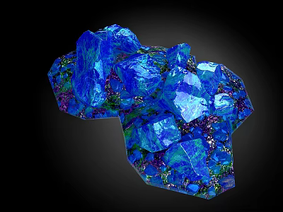 Blue Rockery Stones With Shiny Crystalline Texture For Outdoor Garden Landscape Decoration 3d model
