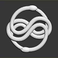 Silver Snakes Coiled and Intertwined With Scaly Texture Heads Facing Each Other
